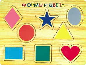 Рамка-пазл деревянная - Формы и цвета (Мир Деревянных Игрушек, Р43)